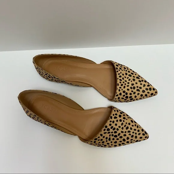 J. Crew Animal Print Calf Hair D’orsay Pointed Toe Flats: size 8.5 - Picture 3 of 6